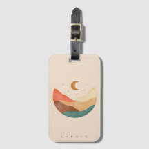 Boho mountain design with monogram Luggage tag