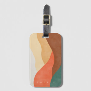 Boho mountain design with monogram luggage tag