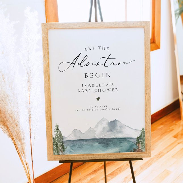 Boho Mountain Lake Adventure Baby Shower Poster (Creator Uploaded)