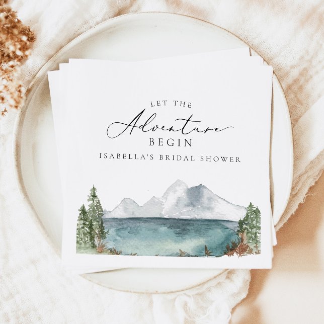 Boho Mountain Lake Adventure Bridal Shower Napkin (Creator Uploaded)