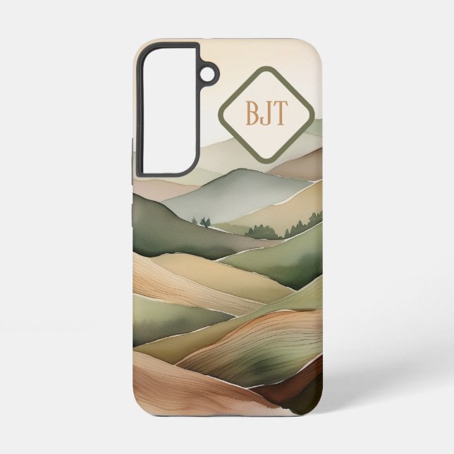 Boho Mountain Landscape Samsung Case Earthy Tones (Back)