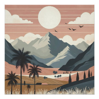 Boho Mountain Landscape Wall Art