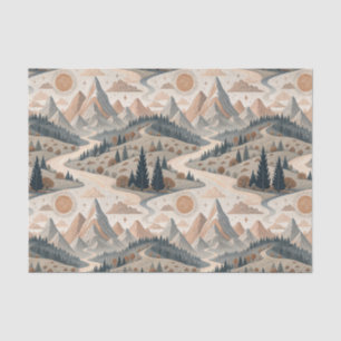 Boho Mountain River Abstract Landscape Pattern Art Tissue Paper