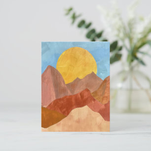Boho Mountain Sunset – Warm Earth Tone Landscape Postcard