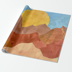 Boho Mountain Sunset – Warm Earth Tone Landscape Wrapping Paper
