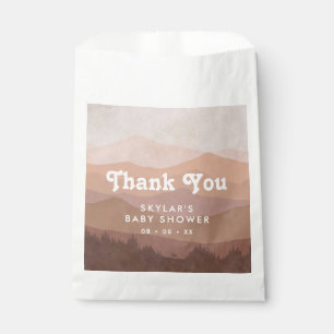 Boho Mountains Retro Pink Baby Shower Thank You Favour Bags