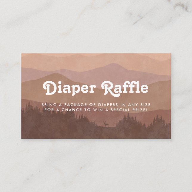 Boho Mountains Retro Pink Diaper Raffle Enclosure Card (Front)