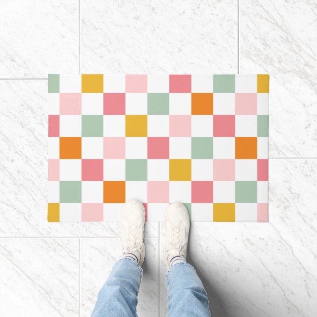 Boho Multicolor Chequerboard Doormat (Indoor)