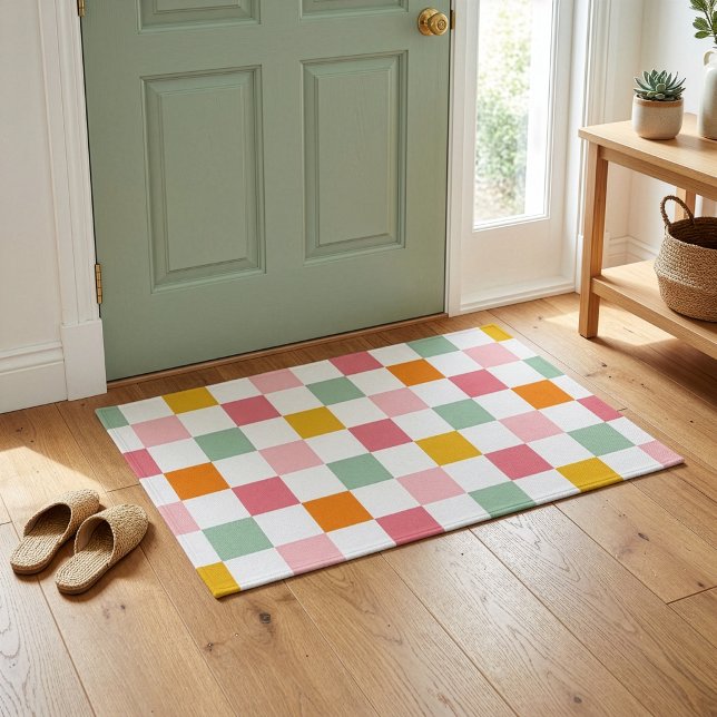 Boho Multicolor Chequerboard Doormat (Creator Uploaded)