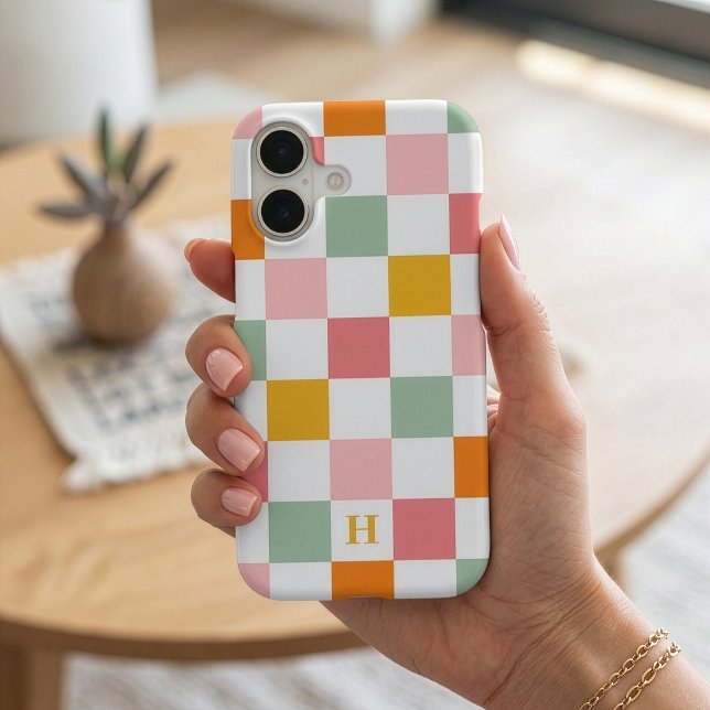 Boho Multicolor Chequerboard Monogram (Creator Uploaded)