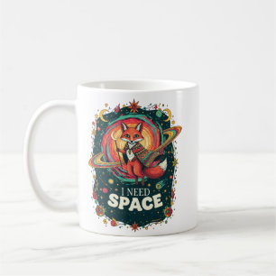 Boho Multicolor Cosmic Fox I Need Space Retro Coffee Mug