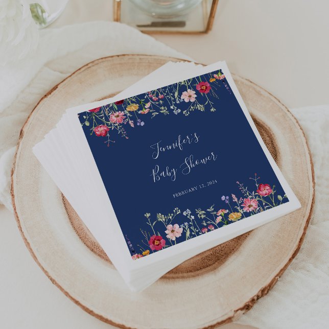 Boho Multicolor Wildflower Baby Shower Napkin (Creator Uploaded)
