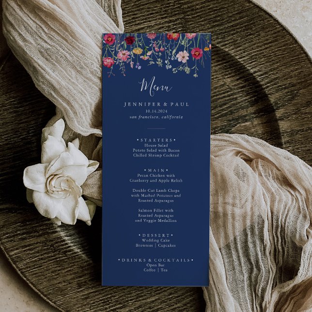 Boho Multicolor Wildflower Dinner Menu (Creator Uploaded)