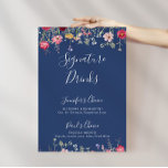 Boho Multicolor Wildflower Signature Drinks Sign<br><div class="desc">This boho multicolor wildflower signature drinks sign is perfect for a rustic wedding. The design features a multicolored assortment of pink,  blush,  purple,  yellow,  white,  violet,  red,  burgundy wild flowers.

Personalise the sign with the names of the bride and groom and their favourite drink choice.</div>