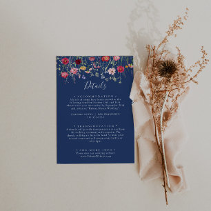 Boho Multicolor Wildflower Wedding Details Enclosure Card
