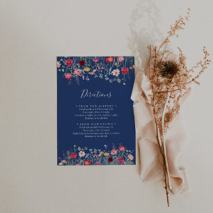 Boho Multicolor Wildflower Wedding Directions Enclosure Card