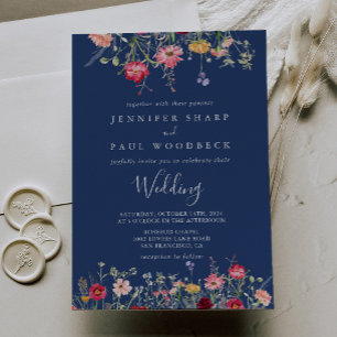 Boho Multicolor Wildflower Wedding Invitation
