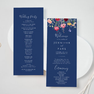 Boho Multicolor Wildflower Wedding Program Programme