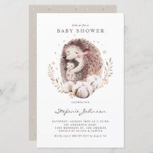 Boho Mum and Baby Hedgehog Baby Shower Invitation