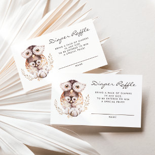 Boho Mummy and Baby Owls Diaper Raffle Card
