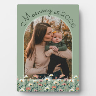Boho Mummy Established Sage Green Photo Plaque