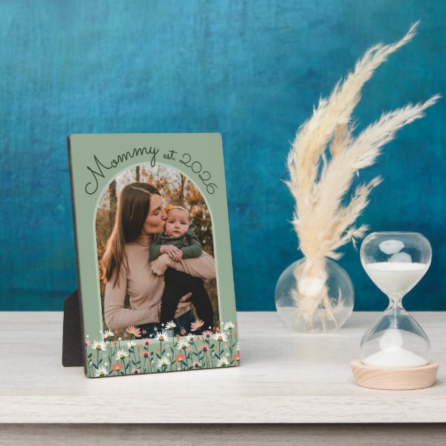 Boho Mummy Established Sage Green Photo Plaque (Side)