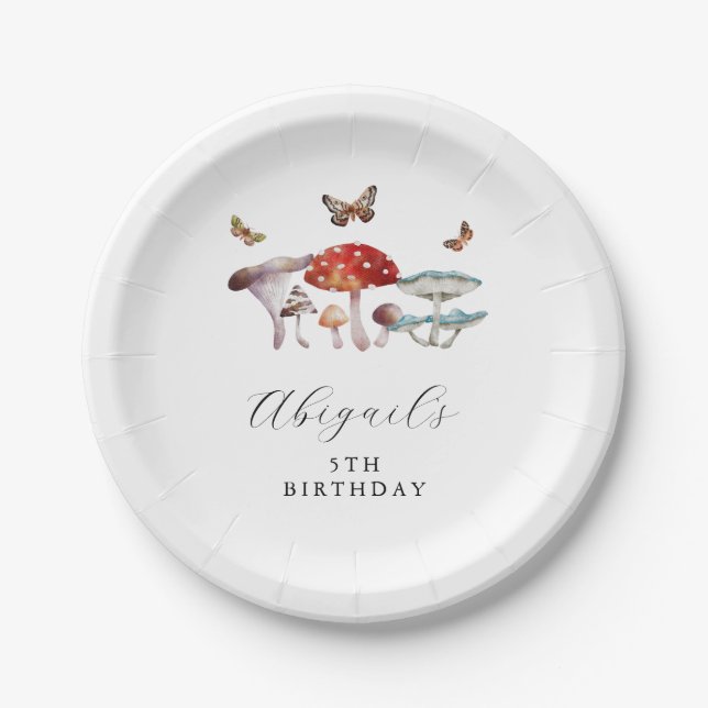 Boho Mushroom Birthday Party  Paper Plate (Front)