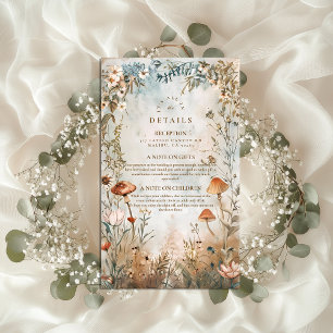 Boho Mushroom Wildflower Wedding Enclosure Card