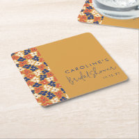 Boho Mustard Blue Botanical Bridal Shower Custom