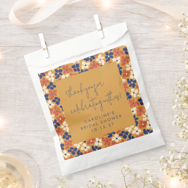 Boho Mustard Blue Floral Bridal Shower Thank You  Favour Bags (Clipped)