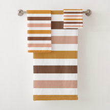 Boho Mustard Brown Pink Stripes Retro Modern