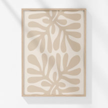 Boho Muted Beige Neutral Botanical Abstract Art