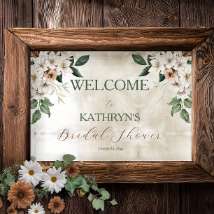 Boho Muted Fall Floral Bridal Shower Poster
