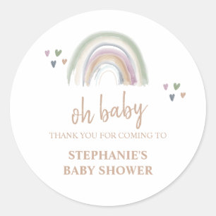 Boho Muted Rainbow Baby Shower Classic Round Sticker