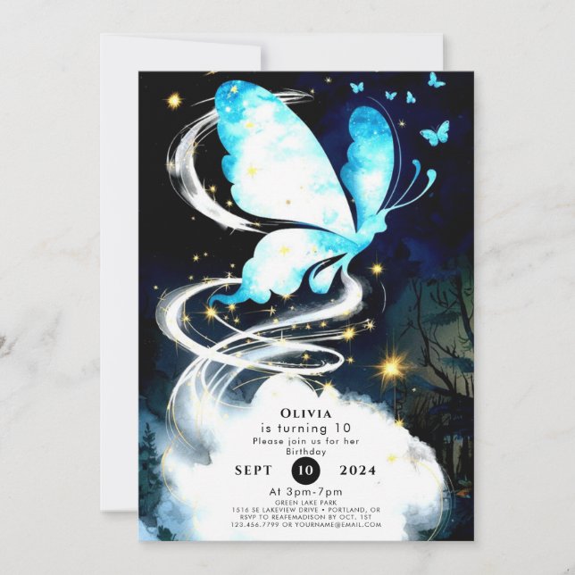 Boho Mystical Butterfly Birthday Invitation (Front)