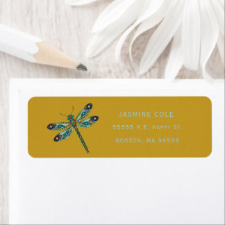 Boho Mystical Dragonfly Return Address