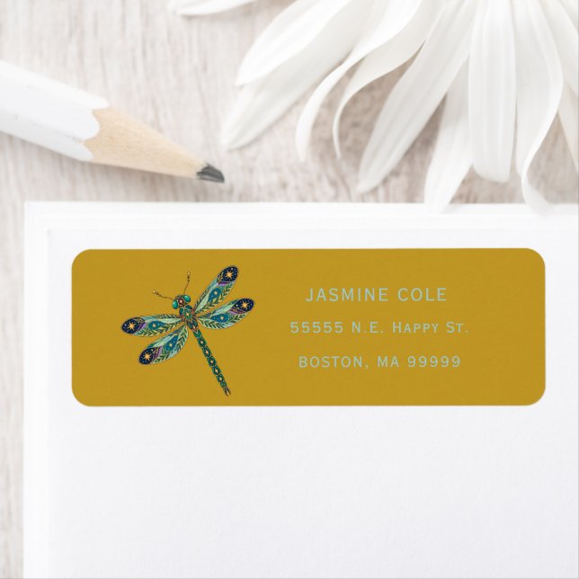 Boho Mystical Dragonfly Return Address (Insitu)