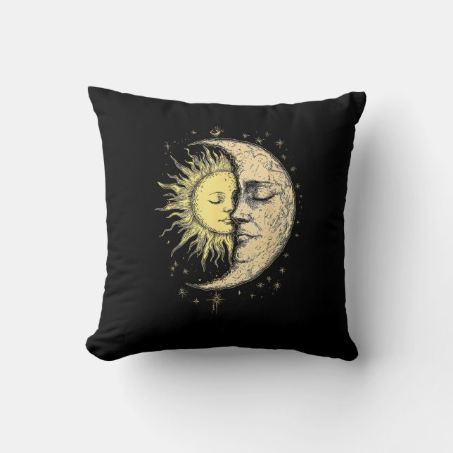 Boho Mystical Sun And Moon Aesthetic Vintage Cushion (Front)