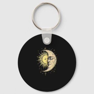 Boho Mystical Sun And Moon Aesthetic Vintage Key Ring