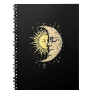 Boho Mystical Sun And Moon Aesthetic Vintage Notebook