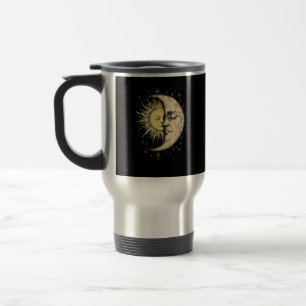 Boho Mystical Sun And Moon Aesthetic Vintage Travel Mug