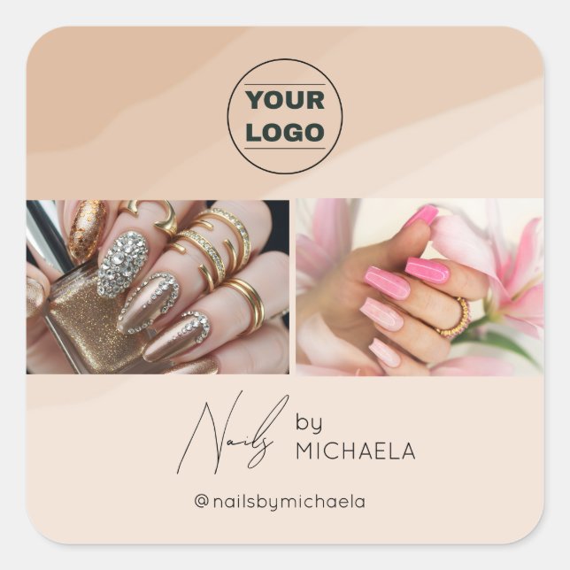 Boho Nail Tech Logo Sticker | Leave a review (Front)