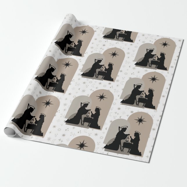 Boho Nativity Collection Wrapping Paper (Unrolled)