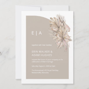 Boho Natural Minimalist Monogram Half Arch Wedding Invitation