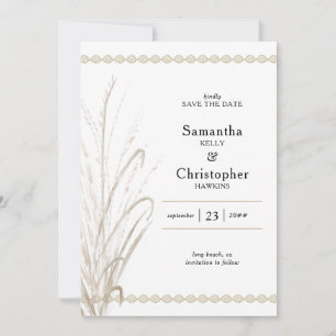 Boho Natural Pampas Grass Elegant Photo Save The Date