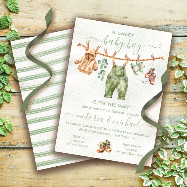 Boho Nature Baby Shower Clothesline Invitation (Matching item on this)