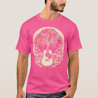 Boho Nature Guitar Tree Vintage Bohemian Acoustic T-Shirt