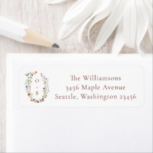 Boho Nature Wildflowers Monogram Return Address