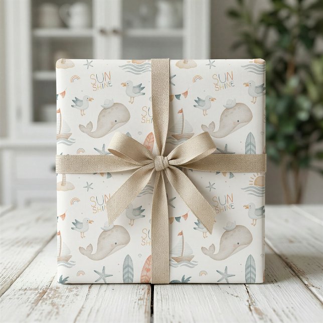 Boho Nautical Ocean Baby Shower Wrapping Paper (Creator Uploaded)