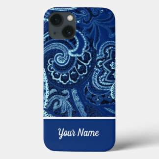 Boho Navy Blue Bandanna iPhone 13 Case